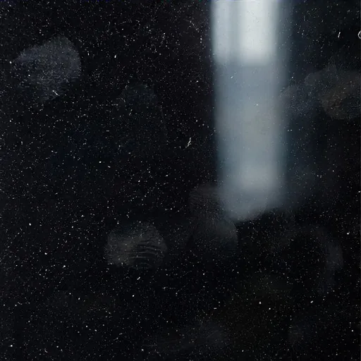 Dust and reflected beam on black glass